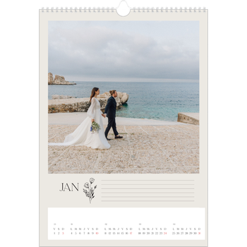 Calendrier photo A3 — Initiales fleuries