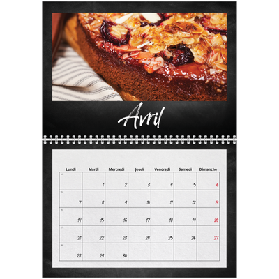 Calendrier photo A4 double (30 x 40 cm) — Tableau et craie [Avril]