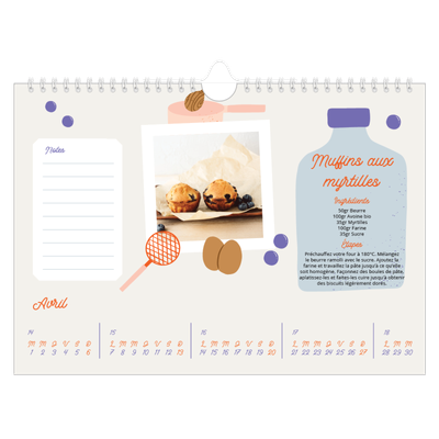 Calendrier photo A4 — Une année de recettes [Avril]