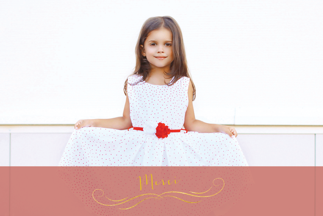 Carte de remerciement — Ruban rose vintage