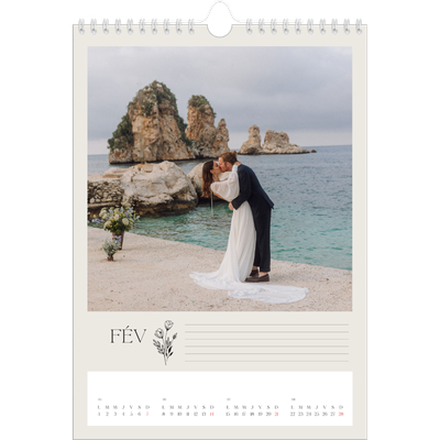 Calendrier photo A4 (20 x 30 cm) — Initiales fleuries [Février]