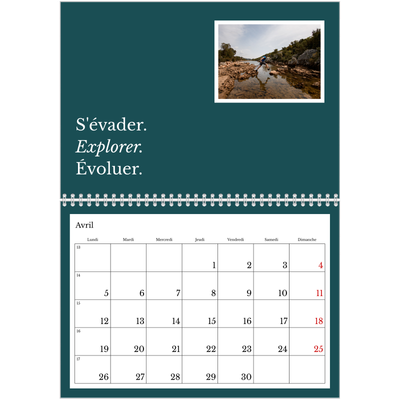 Calendrier photo A4 double (30 x 40 cm) — Terre éditoriale [Avril]