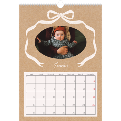 A3 Calendrier annuel — Kraft et nœud [Janvier]