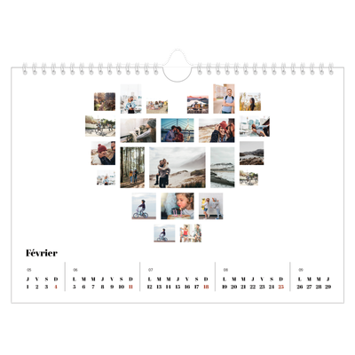 Calendrier photo A4 — Formes et collage [Février]