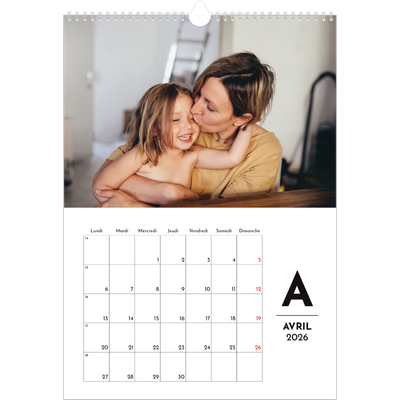 A3 Calendrier annuel — Projecteur sur les lettres [Avril]
