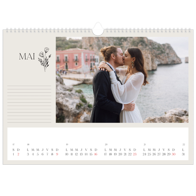 Calendrier photo A3 — Initiales fleuries [Mai]