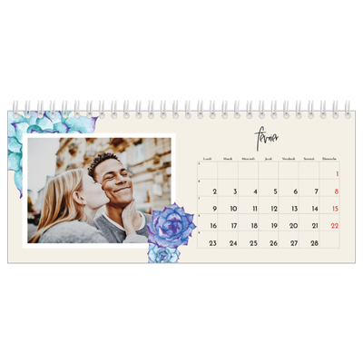 Calendrier de bureau — Fleurs entremélées [Février]