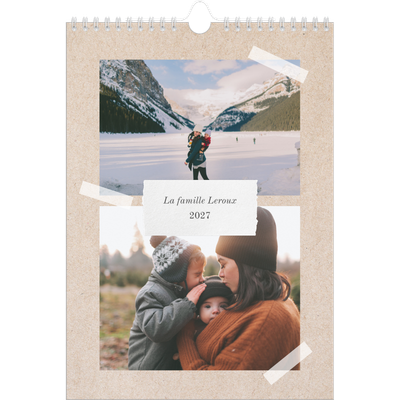 Calendrier familial A4 — Agenda kraft - Famille de 3 [couverture]