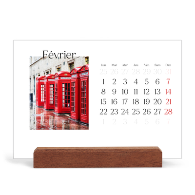 Calendrier de bureau support bois - paysage   — Mon carnet de voyage [Février]