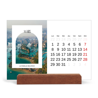 Calendrier de bureau support bois - paysage   — L'arche ouverte [Mars]
