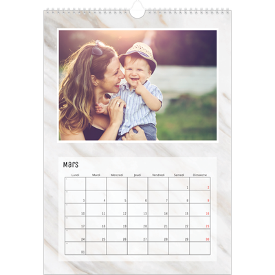 Calendrier photo A4 (20 x 30 cm) — Effet marbre [Mars]