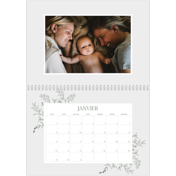 Calendrier photo A4 double — Fleurs dessinées