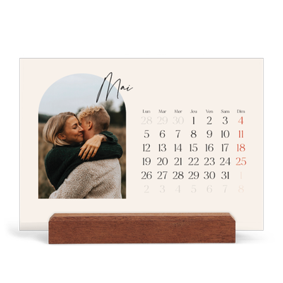 Calendrier de bureau support bois - paysage   — Arche de souvenirs [couverture]