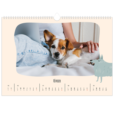 Calendrier photo A3 — Pattes de chien et gribouillis [Février]