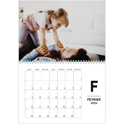 Calendrier photo A4 double (30 x 40 cm) — Projecteur sur les lettres [Février]