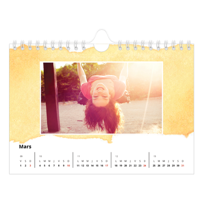 Calendrier photo A5 — Effet aquarelle [Mars]