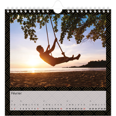 Calendriers annuels carré — Céleste dorée [Février]