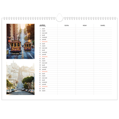 Calendrier photo A3 — Agenda simple - Famille de 3 [Avril]