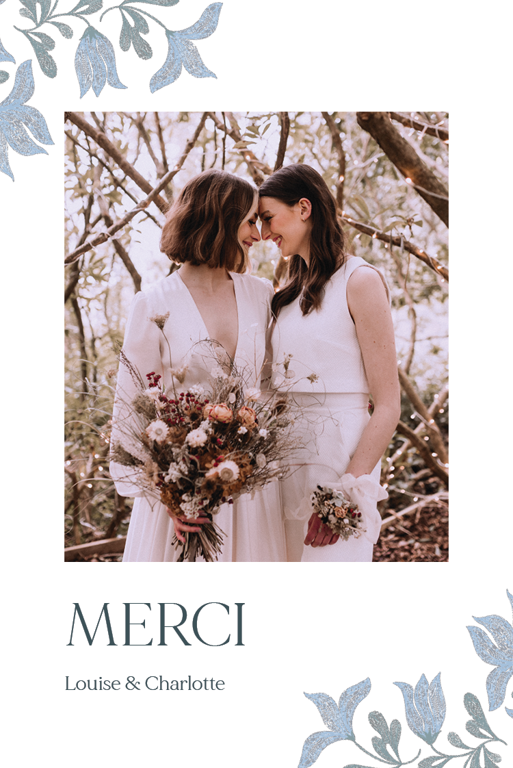 Carte de remerciement — Romance en bleu et blanc