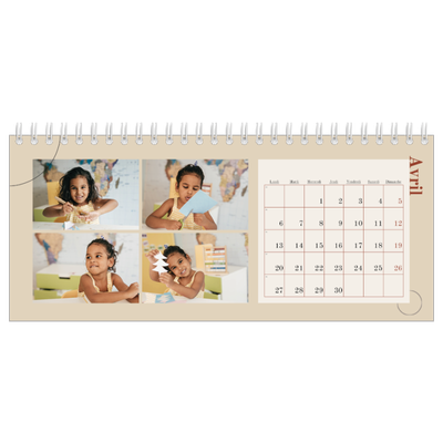 Calendrier de bureau — Texte asymétrique [Avril]