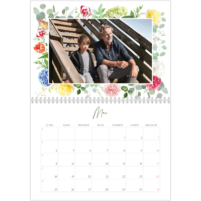 Calendrier photo A4 double (30 x 40 cm) — Fleurs traditionelles [couverture]