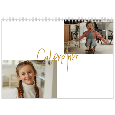 Calendrier photo A4 double (30 x 40 cm) — Calligraphie dorée [couverture]