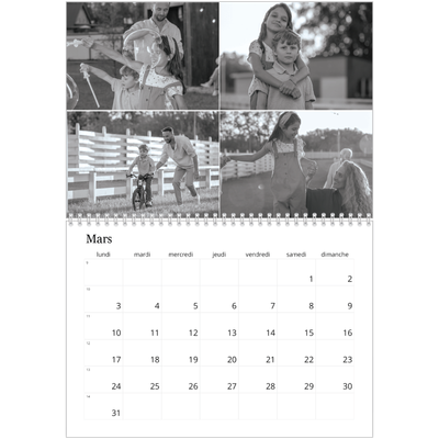 Calendrier photo A4 double (30 x 40 cm) — Noir et blanc élégant [Mars]