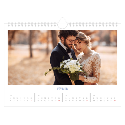 Calendrier photo A4 — Classique cobalt [Février]