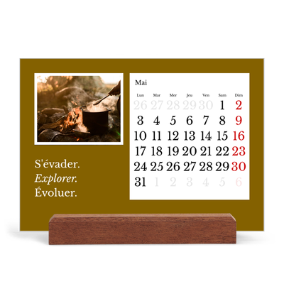 Calendrier de bureau support bois - paysage   — Terre éditoriale [couverture]