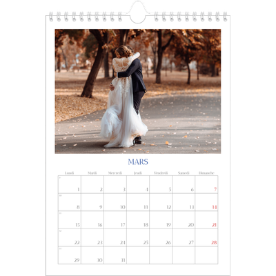Calendrier photo A4 (20 x 30 cm) — Classique cobalt [Mars]