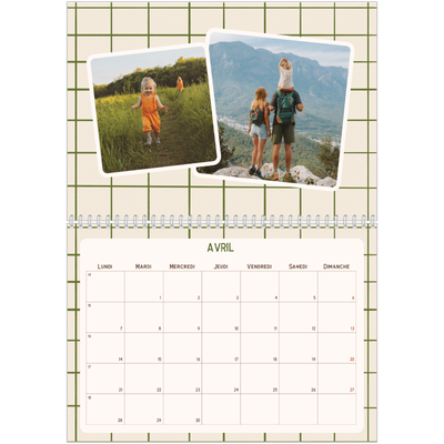 Calendrier photo A4 double (30 x 40 cm) — Motifs rétros [Avril]
