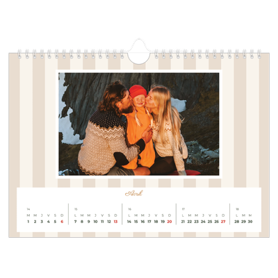 Calendrier photo A4 — Lettrages et rayures [Avril]