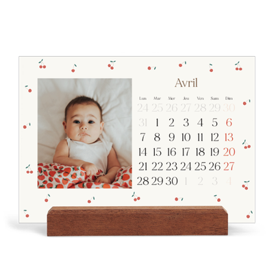 Calendrier de bureau support bois - paysage   — Cerise sur le bonheur [Avril]