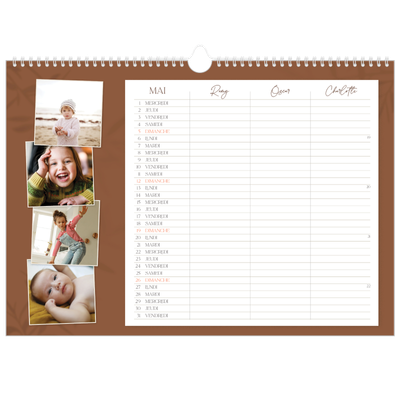 Calendrier photo A3 — Agenda terre à terre - Famille de 3 [couverture]