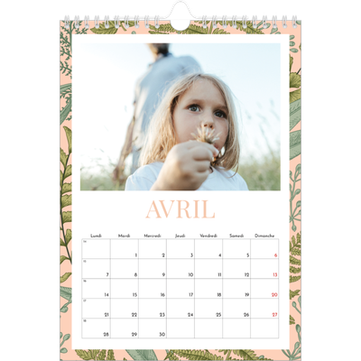 Calendrier photo A4 (20 x 30 cm) — Papier peint floral [Avril]
