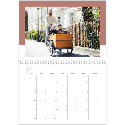 Calendrier photo A4 double (30 x 40 cm) — Palette naturelle [Avril]