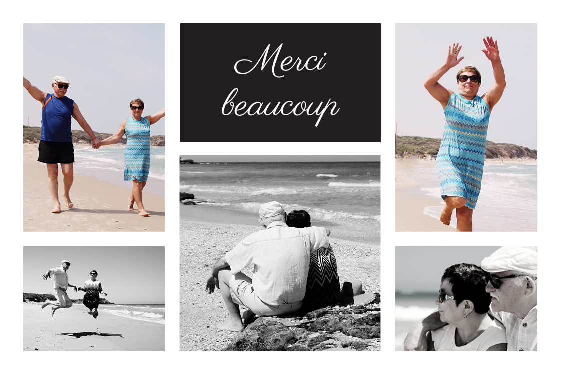 Carte de remerciement — Texte sur fond noir