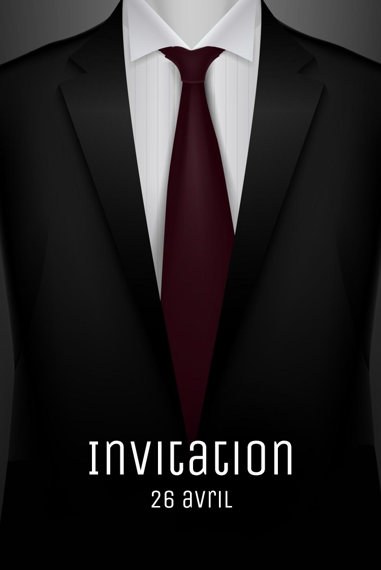Cartons d'invitation — Costume cravate