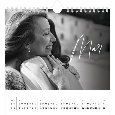 Calendriers annuels carré — Écriture élégante [Mars]