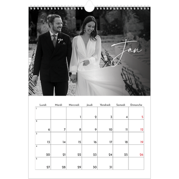 Calendrier photo A3 — Écriture élégante