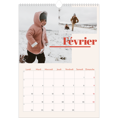 A3 Calendrier annuel — Inspiration 90 [Février]