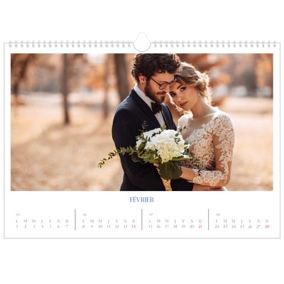 Calendrier photo A3 — Classique cobalt [Février]