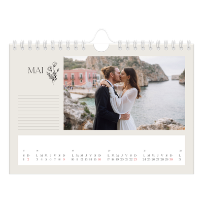 Calendrier photo A5 — Initiales fleuries [Mai]