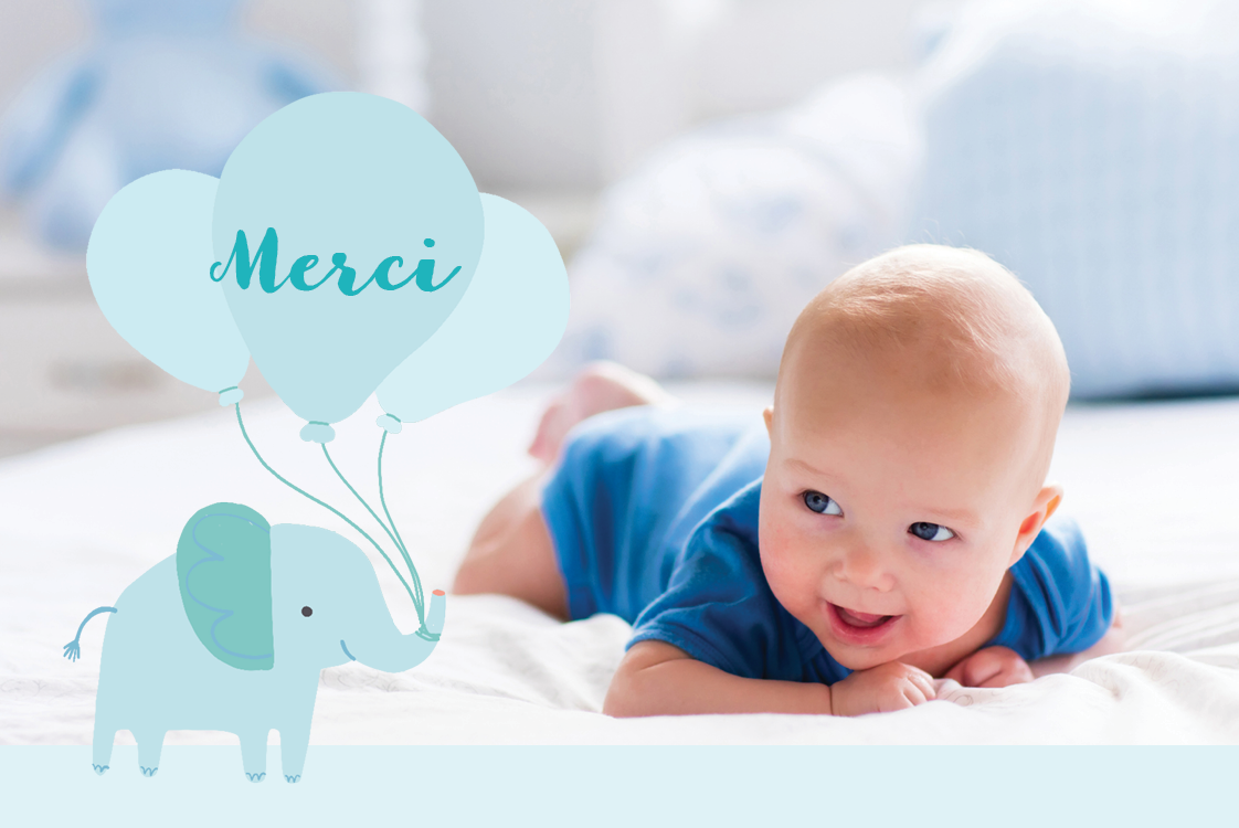 Carte de remerciement — Élephant bleu
