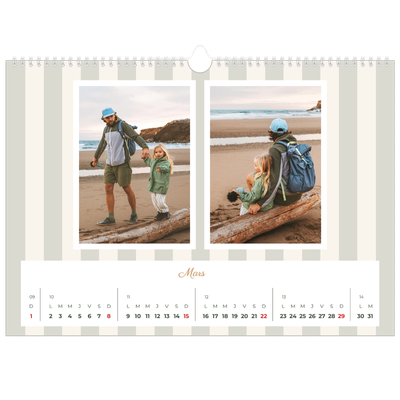 Calendrier photo A3 — Lettrages et rayures [Mars]