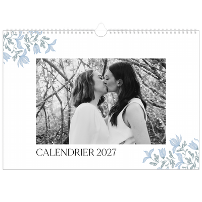Calendrier photo A3 — Romance en bleu et blanc [couverture]