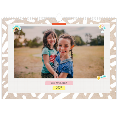 Calendrier photo A3 — Agenda rustique - Famille de 5 [couverture]