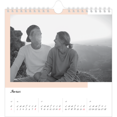 Calendriers annuels carré — Écrans de couleur [Février]