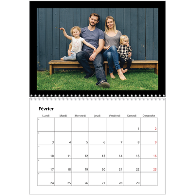 Calendrier photo A4 double (30 x 40 cm) — Bodures noires [Février]