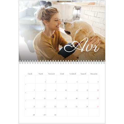 Calendrier photo A4 double (30 x 40 cm) — Mois écris à la main [Avril]